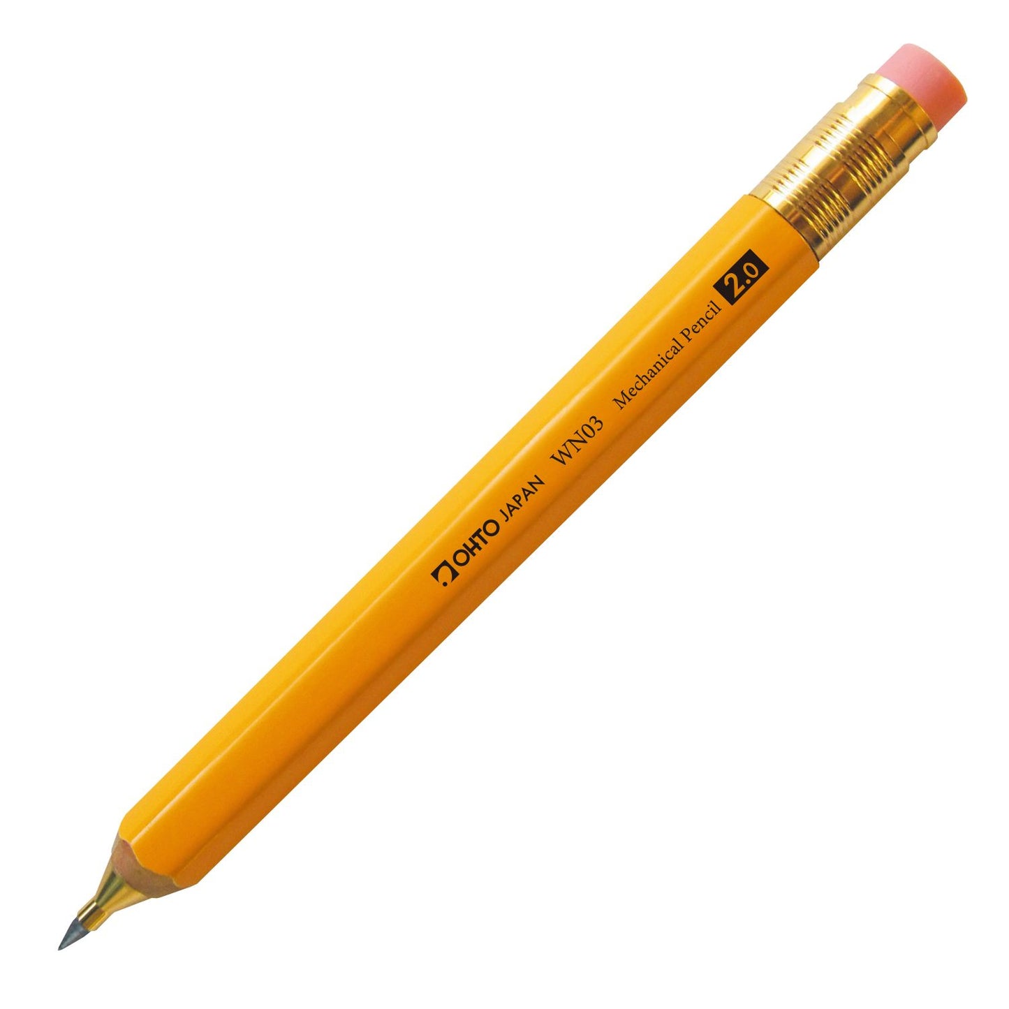 OHTO WN03 Wooden Mechanical Pencil w/ Pencil Top Eraser Yellow 2mm