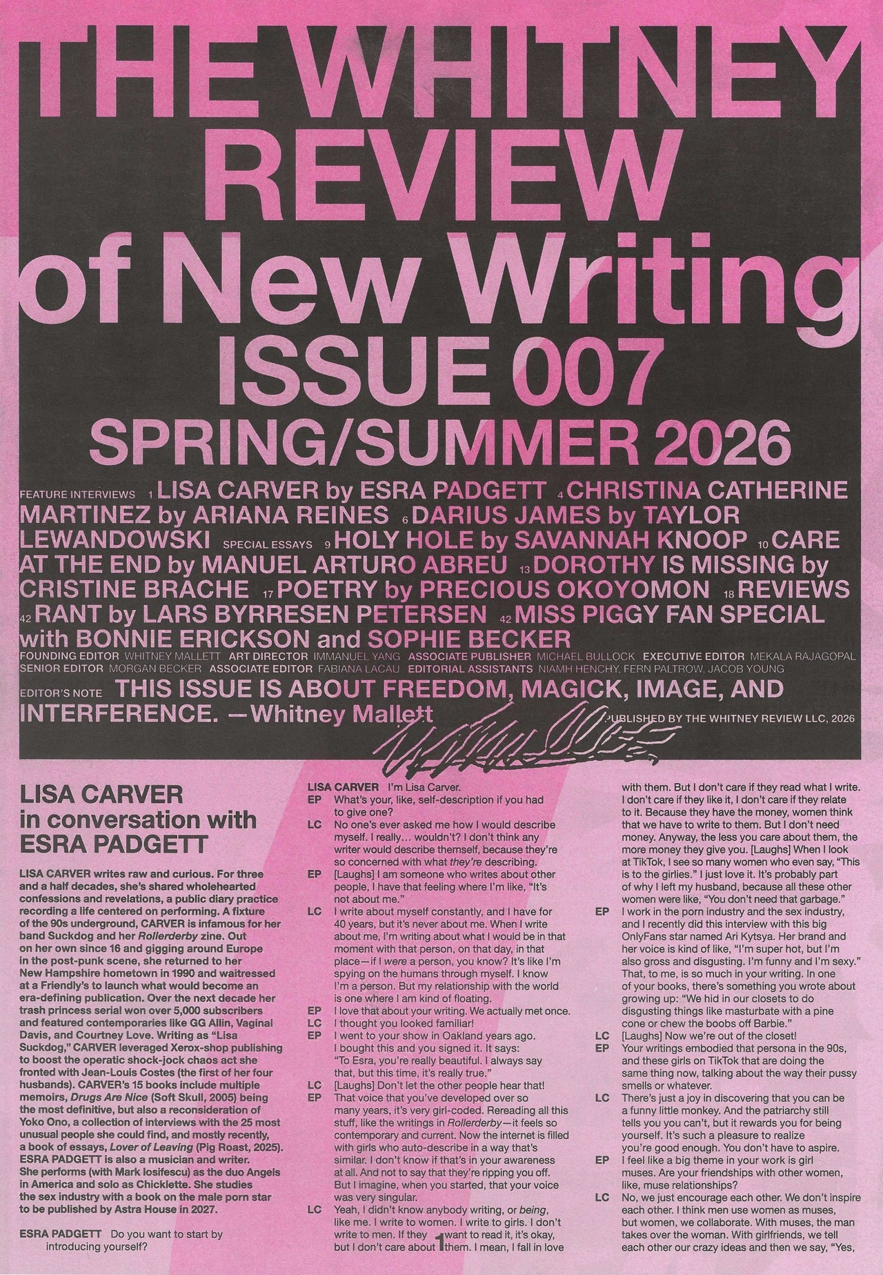 THE WHITNEY REVIEW of New Writing Spring / Summer 2026 Issue 007