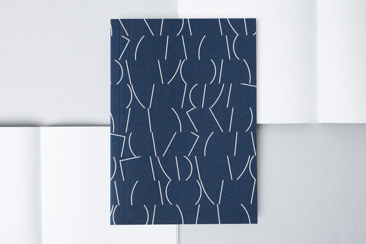 A5 Layflat Notebook plain pages - Sol print in Navy