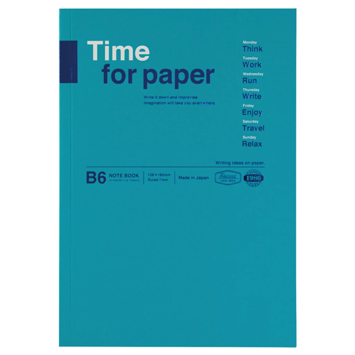 MARK'S INC. B6 Notebook, Time For Paper - Turquoise