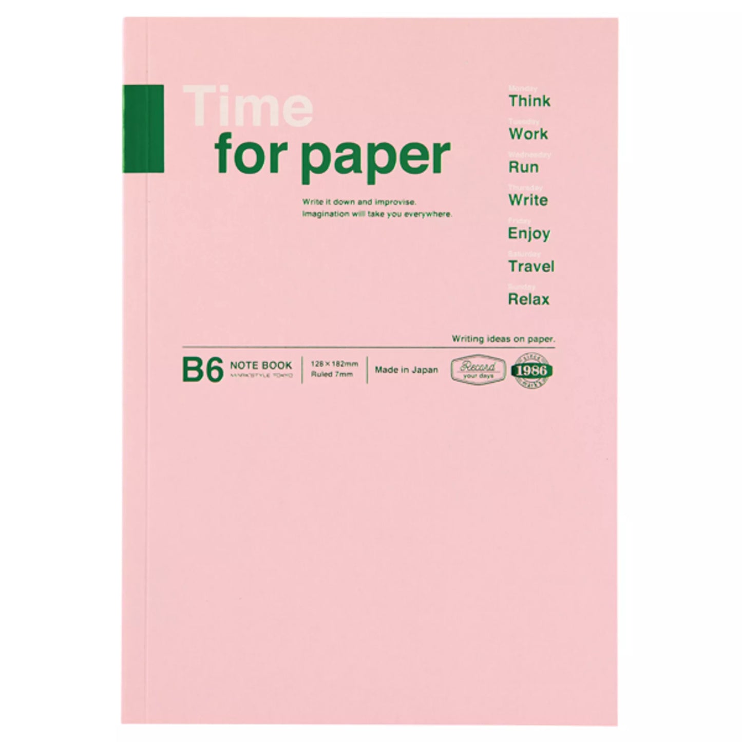 MARK'S INC. B6 Notebook, Time For Paper - Light Pink