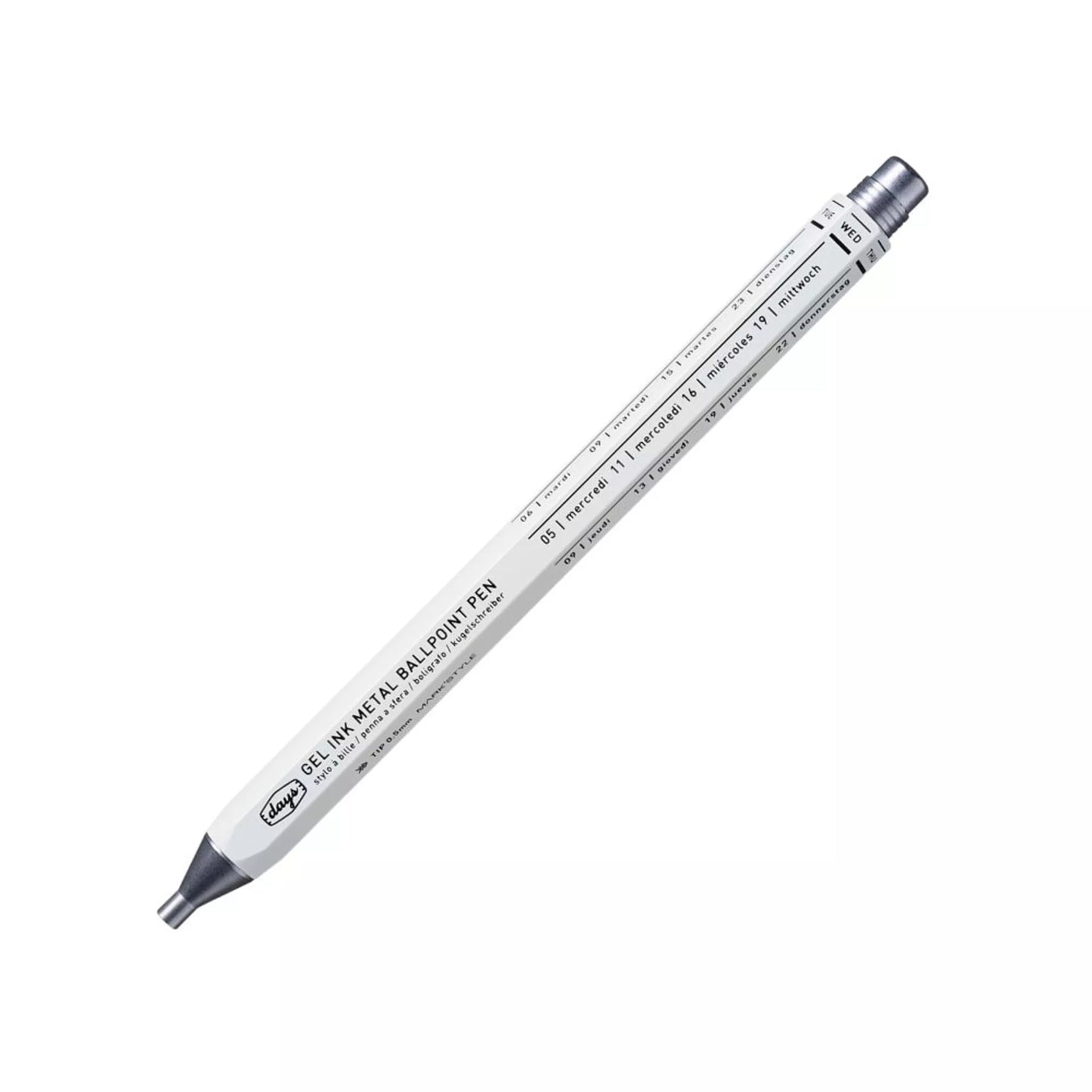 MARK'S INC. Metal Gel Pen, Days - White