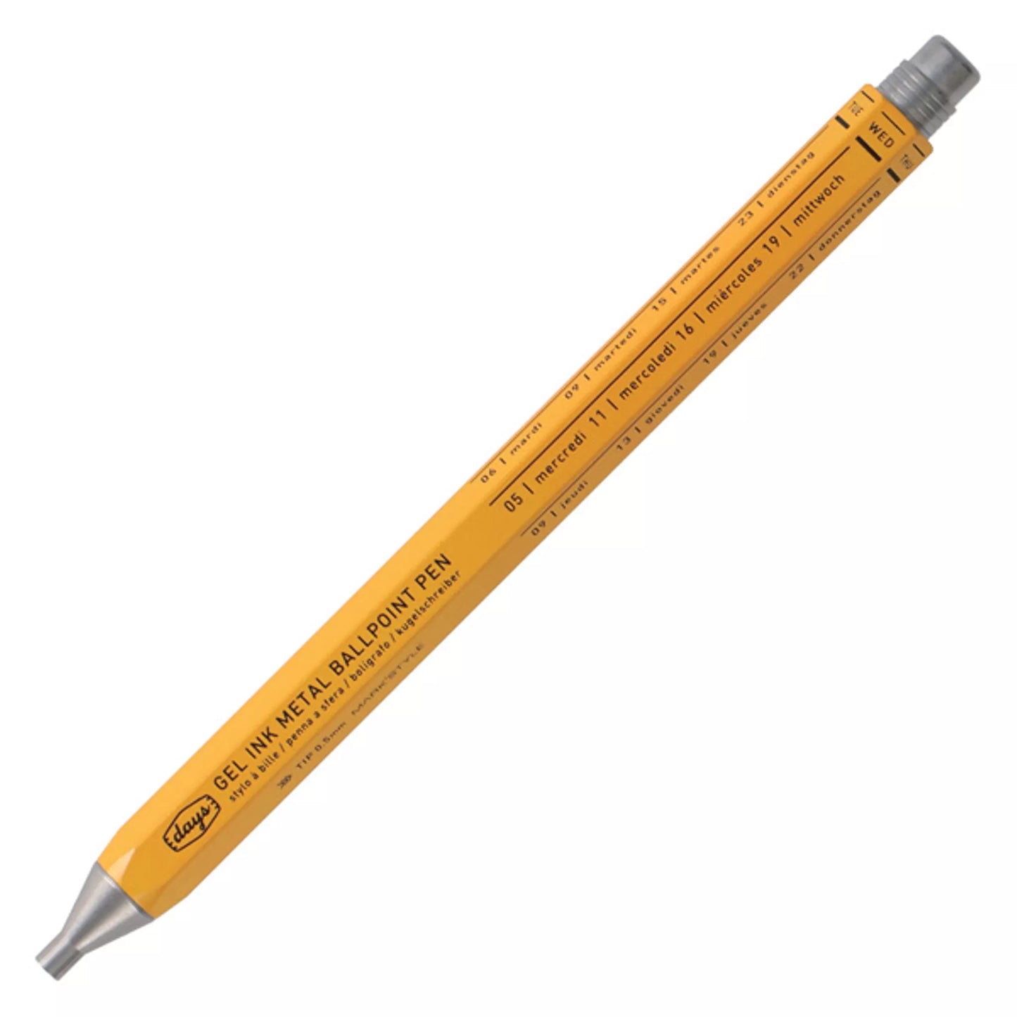 MARK'S INC. Metal Gel Pen, Days - Yellow