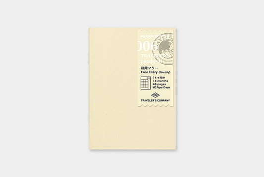 Traveler's Company Notebook Passport Size Refill - Free Diary Monthly