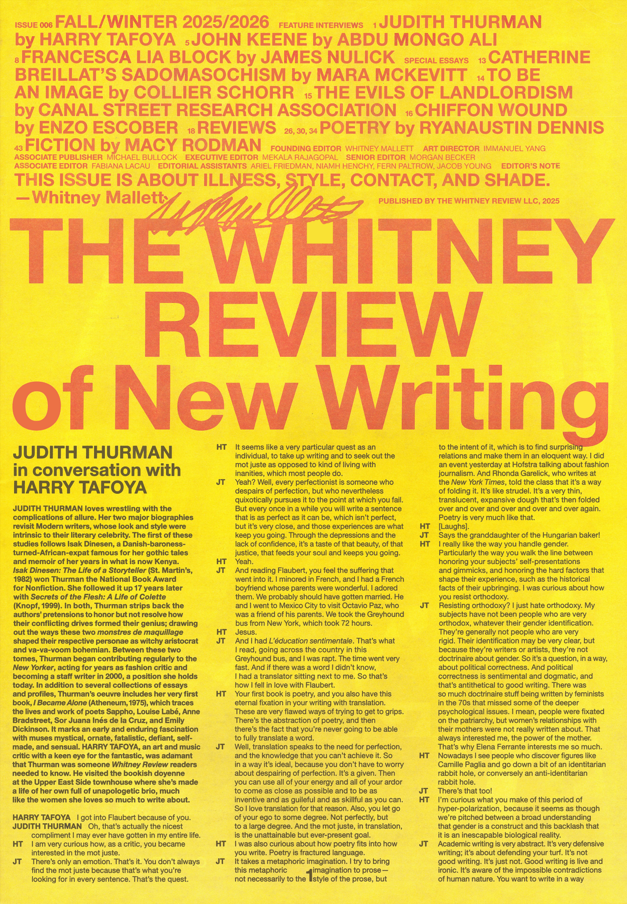 THE WHITNEY REVIEW of New Writing Fall/Winter 2025/2026 Issue 006