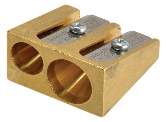 Möbius + Ruppert -- Brass 5112 Double Hole Wedge Pencil Sharpener