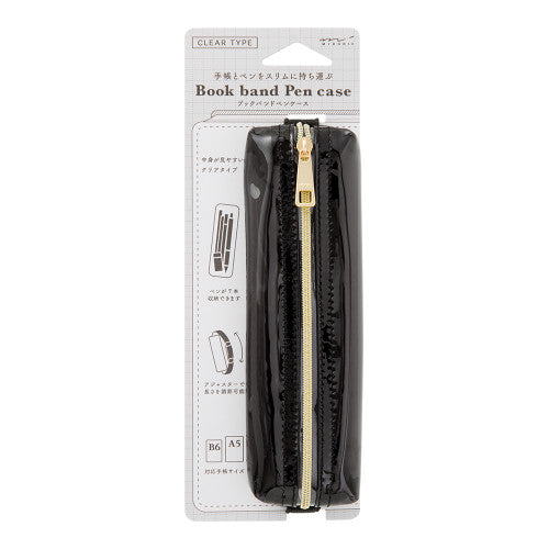 Midori Book Band Pen Case Clear Black