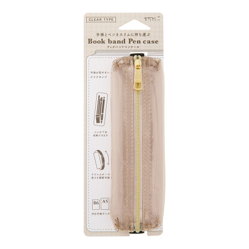 Midori Book Band Pen Case <B6 - A5> Clear-Sepia