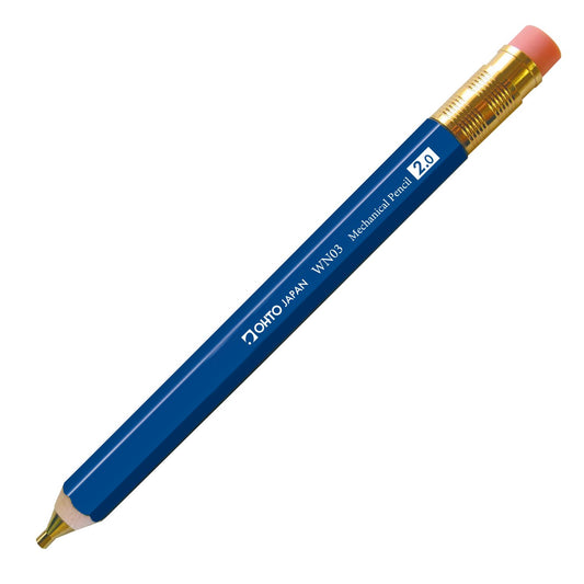 OHTO WN03 Wooden Mechanical Pencil w/ Pencil Top Eraser Blue 2mm