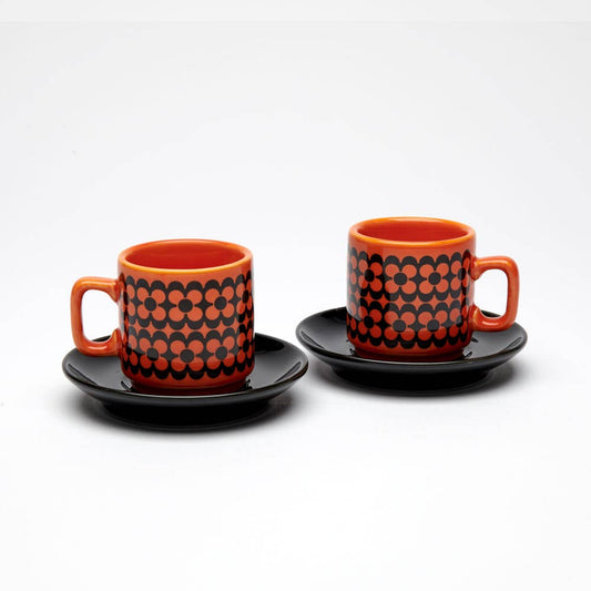 Magpie X Hornsea Espresso Set of 2 Repeat Flower Orange