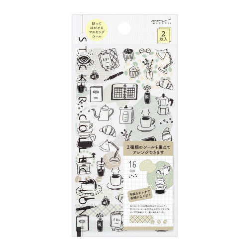 Midori Sticker 2641 Two Sheets Monotone Café