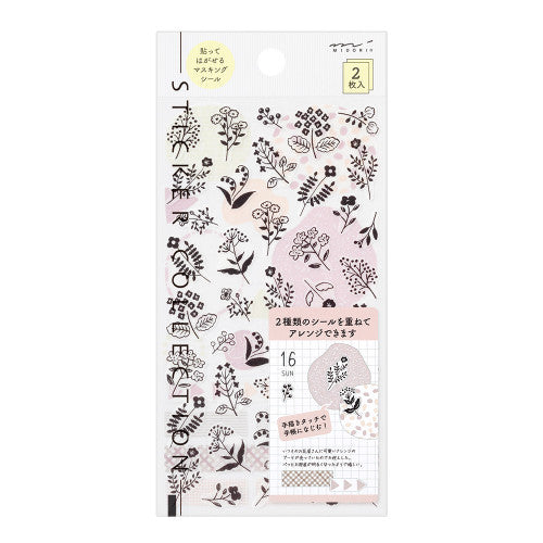 Midori Sticker 2642 Two Sheets  Monotone Flower