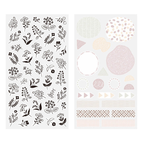 Midori Sticker 2642 Two Sheets  Monotone Flower