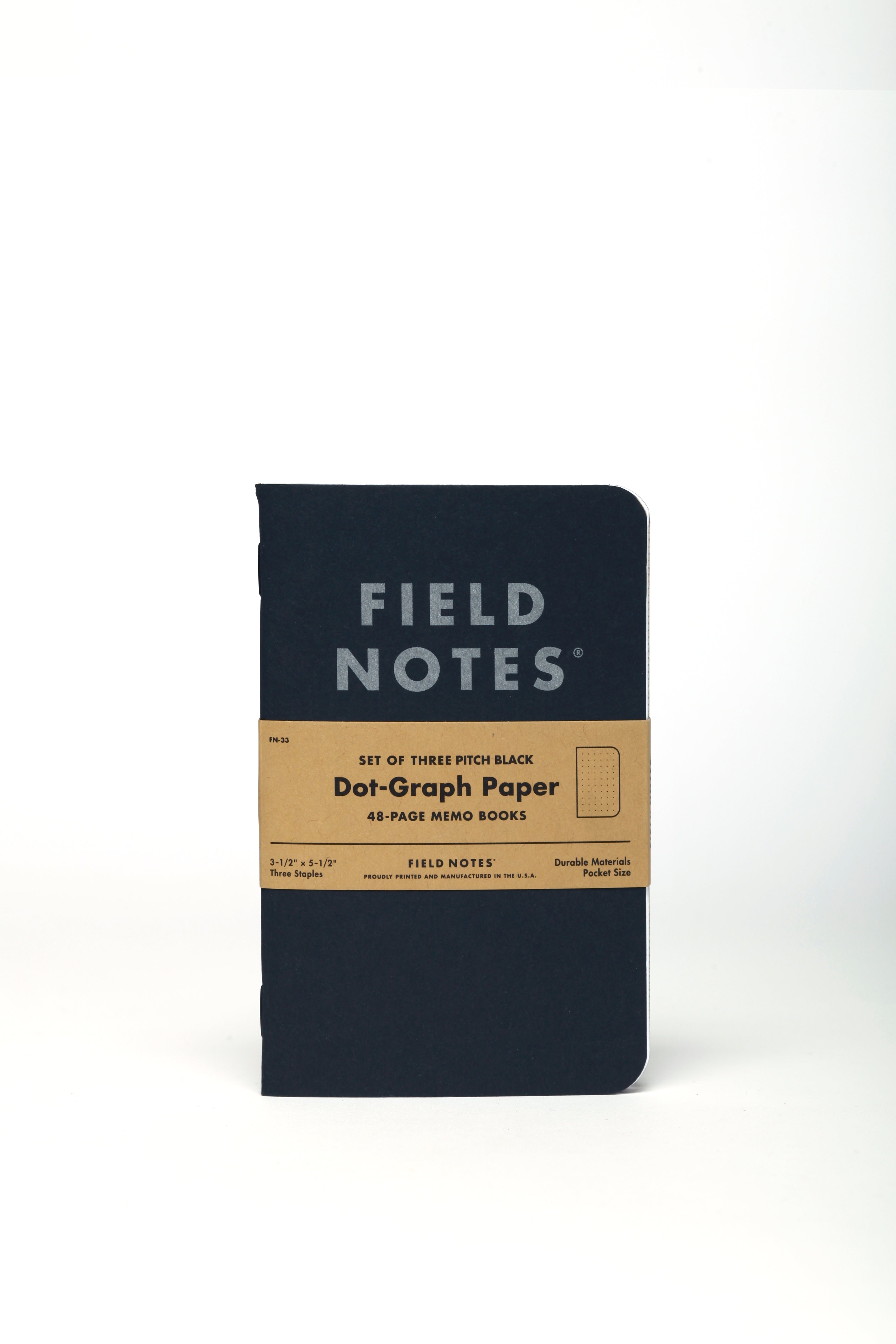 FIELD NOTES 3-Pack Pitch Black Memo Book Dot-Graph – ROVA