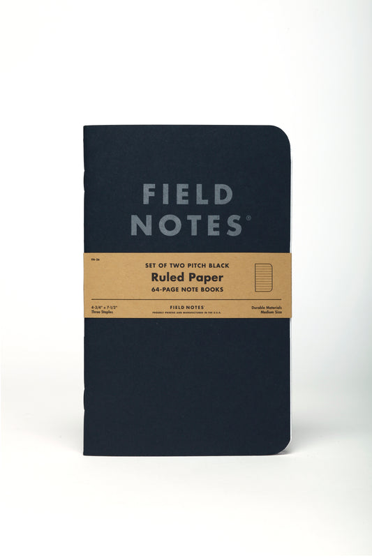 FIELD NOTES 2-Pack Pitch Black Notebook Ruled