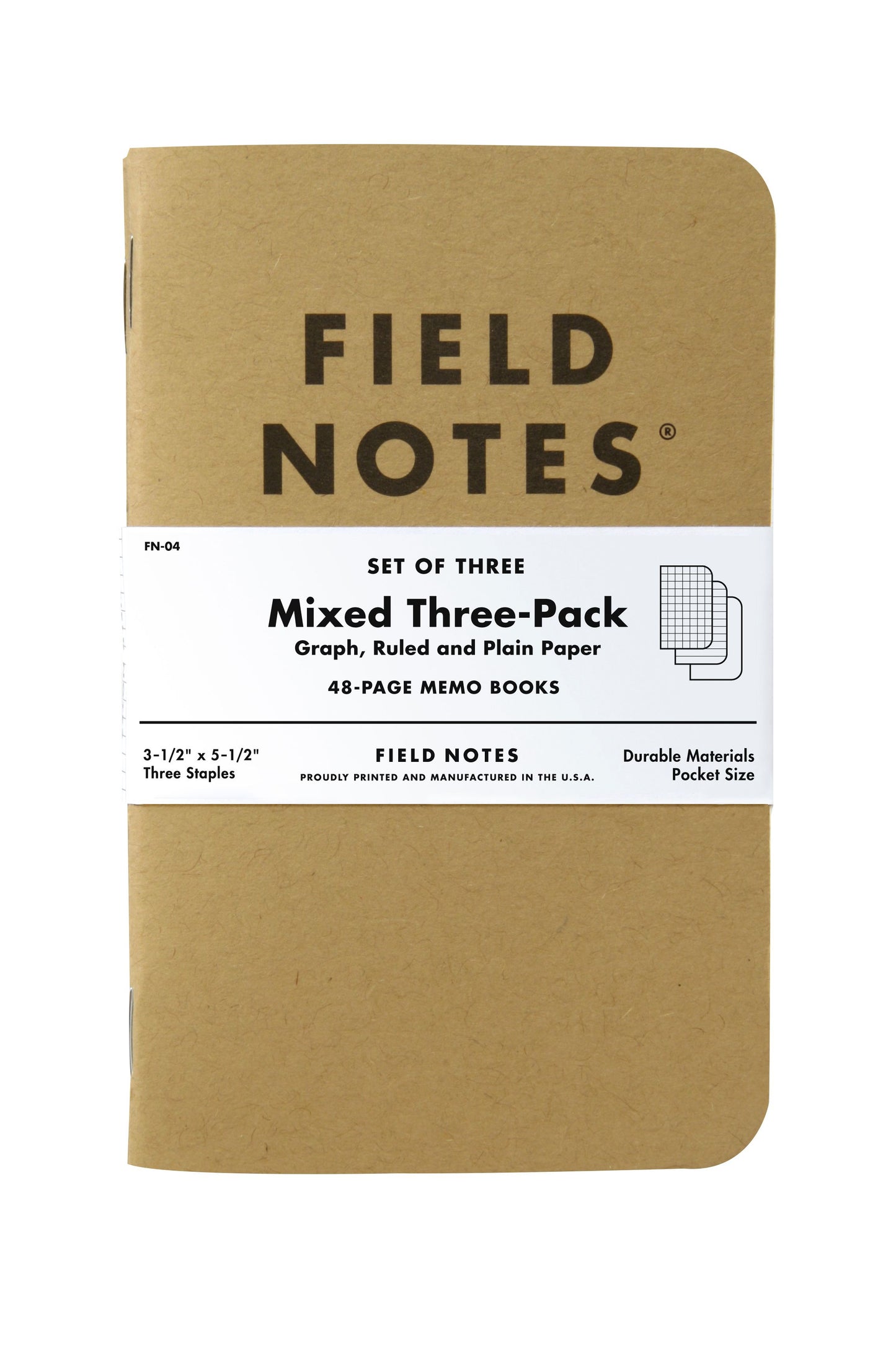 FIELD NOTES 3-Pack Original Kraft Mixed