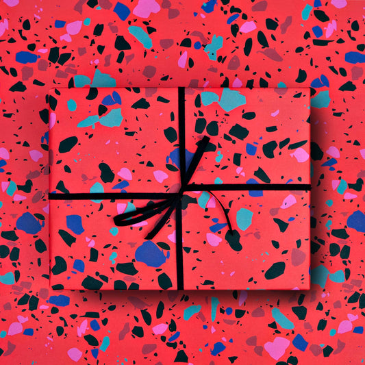 The Completist Red Terrazzo Gift Wrap