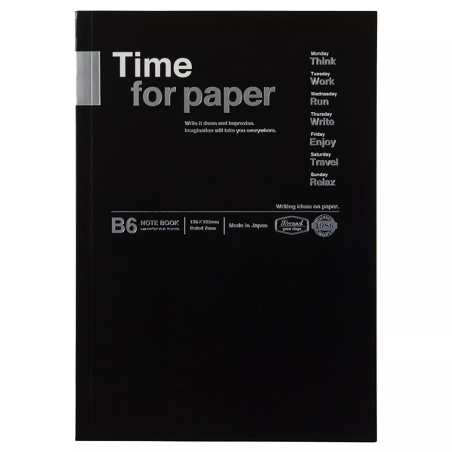 MARK'S INC.  B6 Notebook, Time For Paper - Black